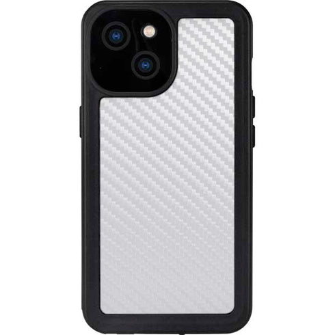 White Carbon Fiber Specialty Texture Material iPhone 15 Waterproof Case